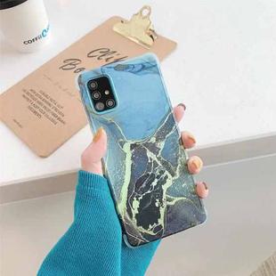 Four Corners Anti-Shattering Flow Gold Marble IMD Phone Back Cover Case For Samsung Galaxy A71(4G)(Black LD1)