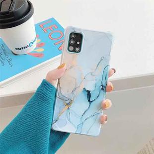 Four Corners Anti-Shattering Flow Gold Marble IMD Phone Back Cover Case For Samsung Galaxy A51(4G)(Orange Blue DL4)