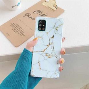 Four Corners Anti-Shattering Flow Gold Marble IMD Phone Back Cover Case For Samsung Galaxy S20(White LD2)