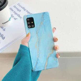Four Corners Anti-Shattering Flow Gold Marble IMD Phone Back Cover Case For Samsung Galaxy S20(Sky Blue DL8)