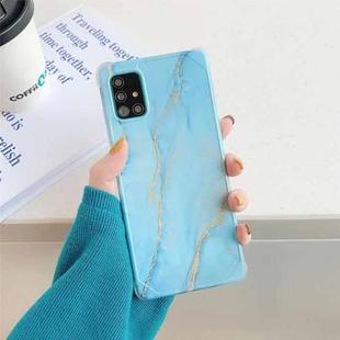 Four Corners Anti-Shattering Flow Gold Marble IMD Phone Back Cover Case For Samsung Galaxy S20 Plus(Sky Blue DL8)