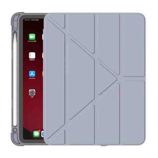 Multi-folding Surface PU Leather Matte Anti-drop Protective TPU Case with Pen Slot for iPad Air 2022 / 2020 10.9(Lavender Purple)