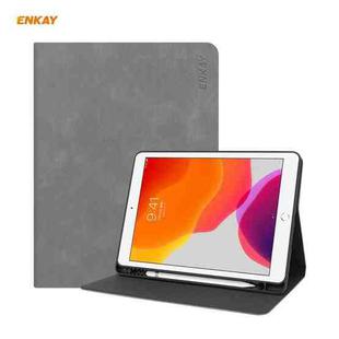 ENKAY ENK-8023 Cow Texture PU Leather + TPU Smart Case with Pen Slot for iPad 10.2 2021 / 2020 / 2019(Grey)