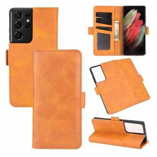 For Samsung Galaxy S21 Ultra 5G Dual-side Magnetic Buckle Horizontal Flip Leather Case with Holder & Card Slots & Wallet(Yellow)