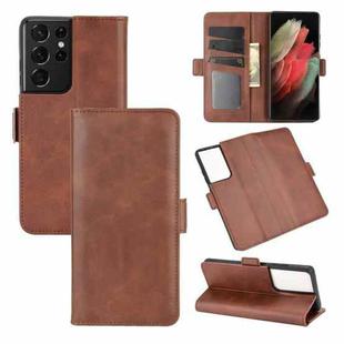 For Samsung Galaxy S21 Ultra 5G Dual-side Magnetic Buckle Horizontal Flip Leather Case with Holder & Card Slots & Wallet(Brown)