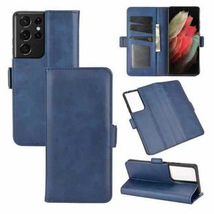 For Samsung Galaxy S21 Ultra 5G Dual-side Magnetic Buckle Horizontal Flip Leather Case with Holder & Card Slots & Wallet(Dark Blue)