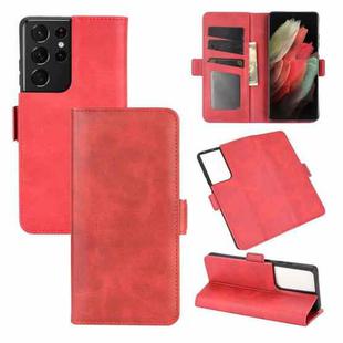 For Samsung Galaxy S21 Ultra 5G Dual-side Magnetic Buckle Horizontal Flip Leather Case with Holder & Card Slots & Wallet(Red)