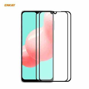 For Samsung Galaxy A32 5G 2 PCS ENKAY Hat-Prince Full Glue 0.26mm 9H 2.5D Tempered Glass Full Coverage Film