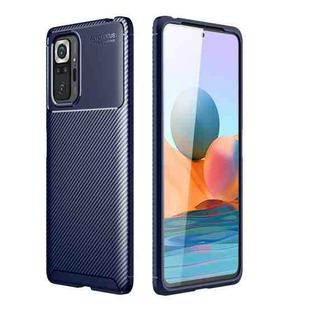 For Xiaomi Redmi Note 10 4G Carbon Fiber Texture Shockproof TPU Case(Blue)