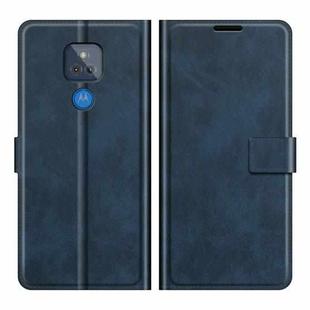 Retro Calf Pattern Buckle Card Wallet Left and Right Flip Phone Holster with Bracket Function For Motorola G Play 2021(Blue)