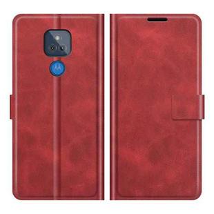 Retro Calf Pattern Buckle Card Wallet Left and Right Flip Phone Holster with Bracket Function For Motorola G Play 2021(Red)