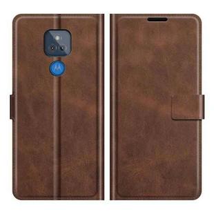 Retro Calf Pattern Buckle Card Wallet Left and Right Flip Phone Holster with Bracket Function For Motorola G Play 2021(Dark Brown)