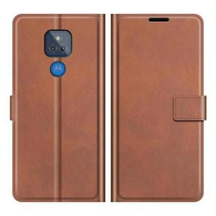 Retro Calf Pattern Buckle Card Wallet Left and Right Flip Phone Holster with Bracket Function For Motorola G Play 2021(Light Brown)