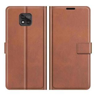 Retro Calf Pattern Buckle Card Wallet Left and Right Flip Phone Holster with Bracket Function For Motorola G Power 2021(Light Brown)