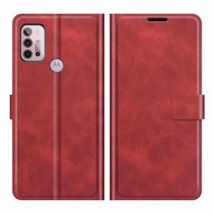 Retro Calf Pattern Buckle Card Wallet Left and Right Flip Phone Holster with Bracket Function For Motorola G30 / G10(Red)