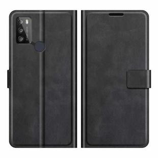 Retro Calf Pattern Buckle Card Wallet Left and Right Flip Phone Holster with Bracket Function For Alcatel 1S 2021 /3L 2021(Black)
