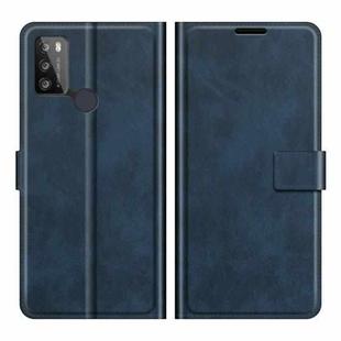 Retro Calf Pattern Buckle Card Wallet Left and Right Flip Phone Holster with Bracket Function For Alcatel 1S 2021 /3L 2021(Blue)
