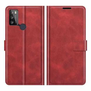 Retro Calf Pattern Buckle Card Wallet Left and Right Flip Phone Holster with Bracket Function For Alcatel 1S 2021 /3L 2021(Red)