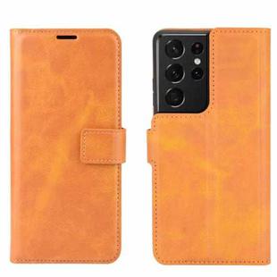 Retro Calf Pattern Buckle Card Wallet Left and Right Flip Phone Holster with Bracket Function For Galaxy S21 Ultra(Yellow)