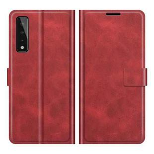 Retro Calf Pattern Buckle Card Wallet Left and Right Flip Phone Holster with Bracket Function For  LG Stylo 7 5G(Red)