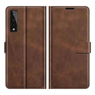 Retro Calf Pattern Buckle Card Wallet Left and Right Flip Phone Holster with Bracket Function For  LG Stylo 7 5G(Dark Brown)
