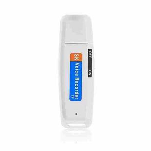 SK001 Professional Rechargeable U-Disk Portable USB Digital Audio Voice Recorder Pen Support TF Card Up to 32GB Dictaphone Flash Drive(White)