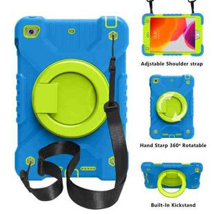 PC + Silicone Shockproof Combination Case with 360 Degree Rotating Holder & Handle & Shoulder Strap For iPad mini 5 / mini 4(Blue+Green)