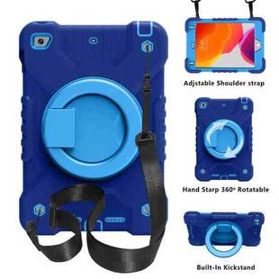 PC + Silicone Shockproof Combination Case with 360 Degree Rotating Holder & Handle & Shoulder Strap For iPad mini 5 / mini 4(Dark Blue+Blue)