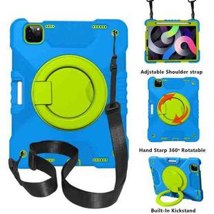 PC + Silicone Shockproof Combination Case with 360 Degree Rotating Holder & Handle & Shoulder Strap & Pen Slot For iPad Air 2022 / 2020 10.9(Blue+Green)