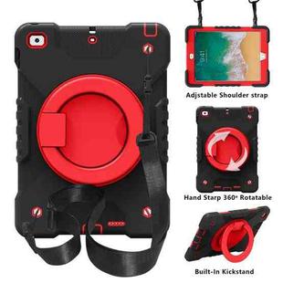 PC + Silicone Shockproof Combination Case with 360 Degree Rotating Holder & Handle & Shoulder Strap For iPad 9.7 (2017 / 2018) / Air & Air 2 / Pro 9.7(Black+Red)