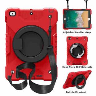 PC + Silicone Shockproof Combination Case with 360 Degree Rotating Holder & Handle & Shoulder Strap For iPad 9.7 (2017 / 2018) / Air & Air 2 / Pro 9.7(Red+Black)