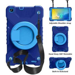 For Samsugn Galaxy Tab A 8.0 (2019) T290/T295 PC + Silicone Shockproof Combination Case with 360 Degree Rotating Holder & Handle & Shoulder Strap(Navy+Blue)