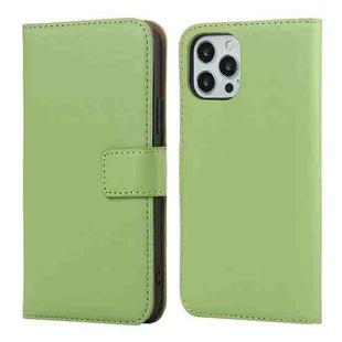 For iPhone 12 Pro Max Plain Texture Cowhide Leather Horizontal Flip Case with Magnetic Clasp & Holder & Card Slots & Wallet(Green)