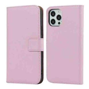 For iPhone 12 Pro Max Plain Texture Cowhide Leather Horizontal Flip Case with Magnetic Clasp & Holder & Card Slots & Wallet(Pink)