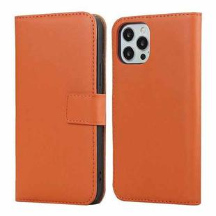 For iPhone 12 mini Plain Texture Cowhide Leather Horizontal Flip Case with Magnetic Clasp & Holder & Card Slots & Wallet (Orange)