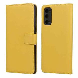 Plain Texture Cowhide Leather Horizontal Flip Case with Magnetic Clasp & Holder & Card Slots & Wallet For Samsung Galaxy S20 FE(Yellow)