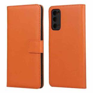 Plain Texture Cowhide Leather Horizontal Flip Case with Magnetic Clasp & Holder & Card Slots & Wallet For Samsung Galaxy S20 FE(Orange)