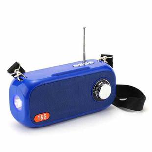 T&G TG613 TWS Solar Portable Bluetooth Speakers with LED Flashlight, Support TF Card / FM / AUX / U Disk(Blue)