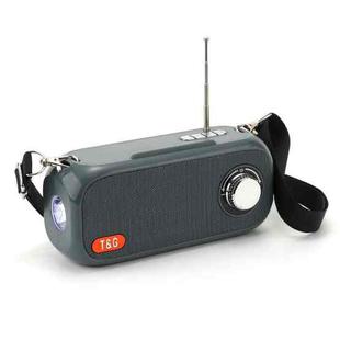 T&G TG613 TWS Solar Portable Bluetooth Speakers with LED Flashlight, Support TF Card / FM / AUX / U Disk(Gray)