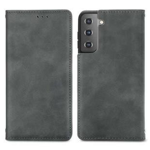 For Samsung Galaxy S21 Plus Retro Skin Feel Business Magnetic Horizontal Flip Leather Case with Holder & Card Slots & Wallet & Photo Frame(Grey)