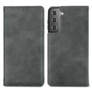 For Samsung Galaxy S21 Retro Skin Feel Business Magnetic Horizontal Flip Leather Case with Holder & Card Slots & Wallet & Photo Frame(Grey)