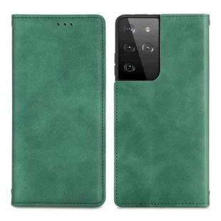 For Samsung Galaxy S21 Ultra Retro Skin Feel Business Magnetic Horizontal Flip Leather Case with Holder & Card Slots & Wallet & Photo Frame(Green)