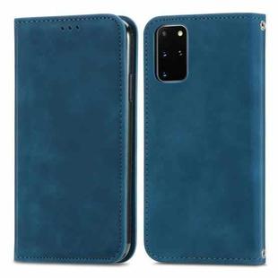 For Samsung Galaxy S20 Plus Retro Skin Feel Business Magnetic Horizontal Flip Leather Case with Holder & Card Slots & Wallet & Photo Frame(Blue)