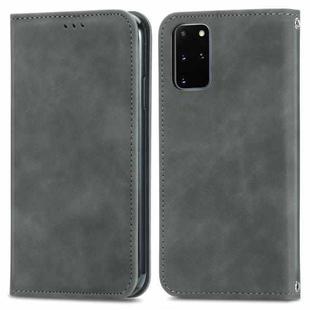 For Samsung Galaxy S20 Plus Retro Skin Feel Business Magnetic Horizontal Flip Leather Case with Holder & Card Slots & Wallet & Photo Frame(Grey)