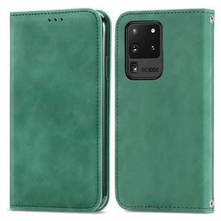 For Samsung Galaxy S20 Ultra Retro Skin Feel Business Magnetic Horizontal Flip Leather Case with Holder & Card Slots & Wallet & Photo Frame(Green)