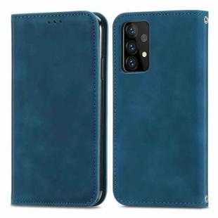 For Samsung Galaxy A52 5G / 4G Retro Skin Feel Business Magnetic Horizontal Flip Leather Case with Holder & Card Slots & Wallet & Photo Frame(Blue)