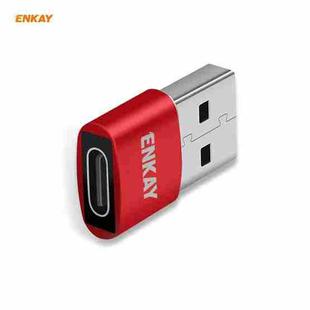 ENKAY ENK-AT105 USB Male to USB-C / Type-C Female Aluminium Alloy Adapter Converter, Support Quick Charging & Data Transmission(Red)