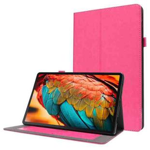 For Lenovo Tab P11 PU Leather Two Fold Bracket Style Flat Anti Falling Cover Protective Shell  With Business Card Holder(RoseRed)