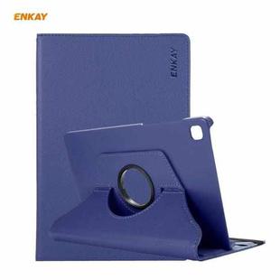 For Samsung Galaxy Tab S6 Lite P610 / P615 / Tab S6 Lite 2022 / P613 / P619 ENKAY 360 Rotation Kickstand Leather Smart Tablet Case(Dark Blue)