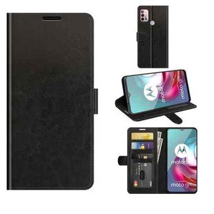 For Motorola Moto G30/G10 R64 Texture Single Horizontal Flip Protective Case with Holder & Card Slots & Wallet& Photo Frame(Black)